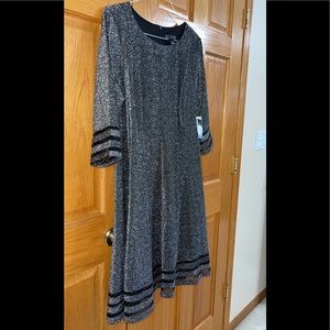 Women’s Formal Dress Cocktail 10P Plus Sizes 16W 18W Silver Long Sleeve JHoward